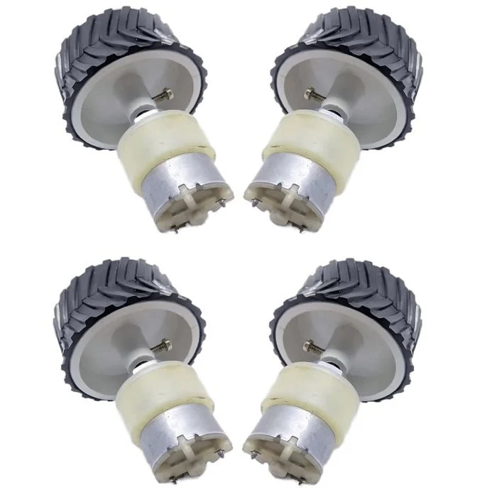 4 pieces 7 X 4 Cm Gear Motor Robot Wheel & 4 pieces 200 RPM Gear Motor for Robotics
