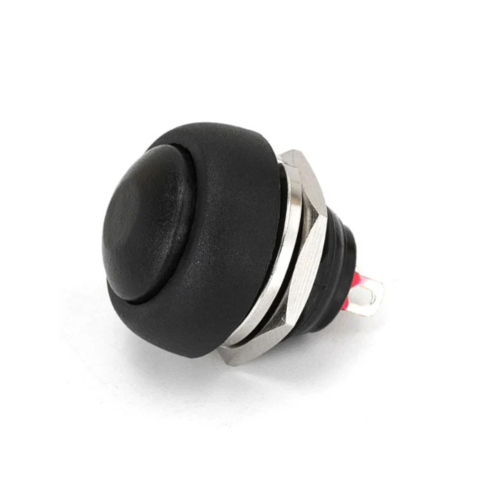Black R13-507 12mm No Lock Push, Button Momentary Switch 3A, 250V