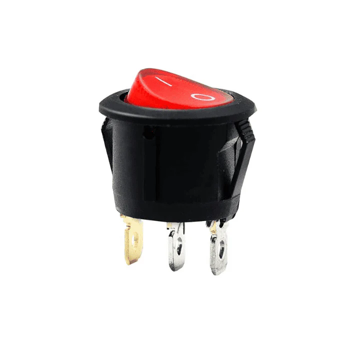 Round Rocker switch 6A 250V 3 PIN RED LED